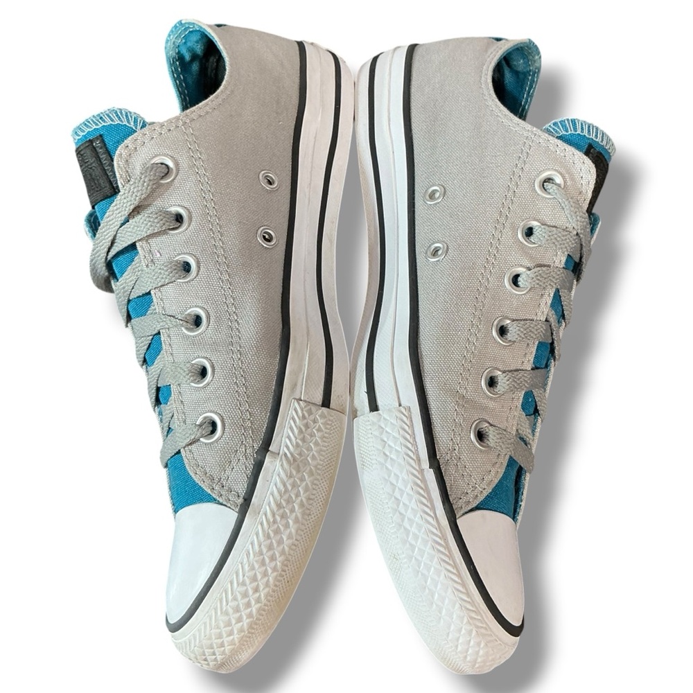 Converse Teal & Gray Canvas Low-Top Sneakers - Picture 4 of 12